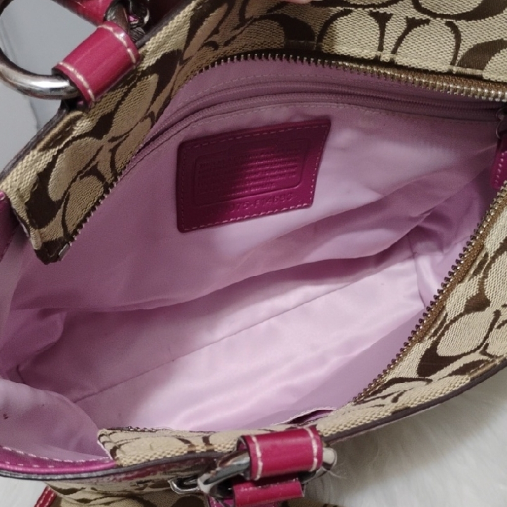 SALE! Auth Coach Tan/Mauve Signature Shoulder Bag & Wallet Vintage Bundle - Picture 9 of 16